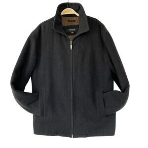 Vintage 90s Y2K Claiborne Wool Coat Winter Jacket Men Size M Black Preppy Zip Up